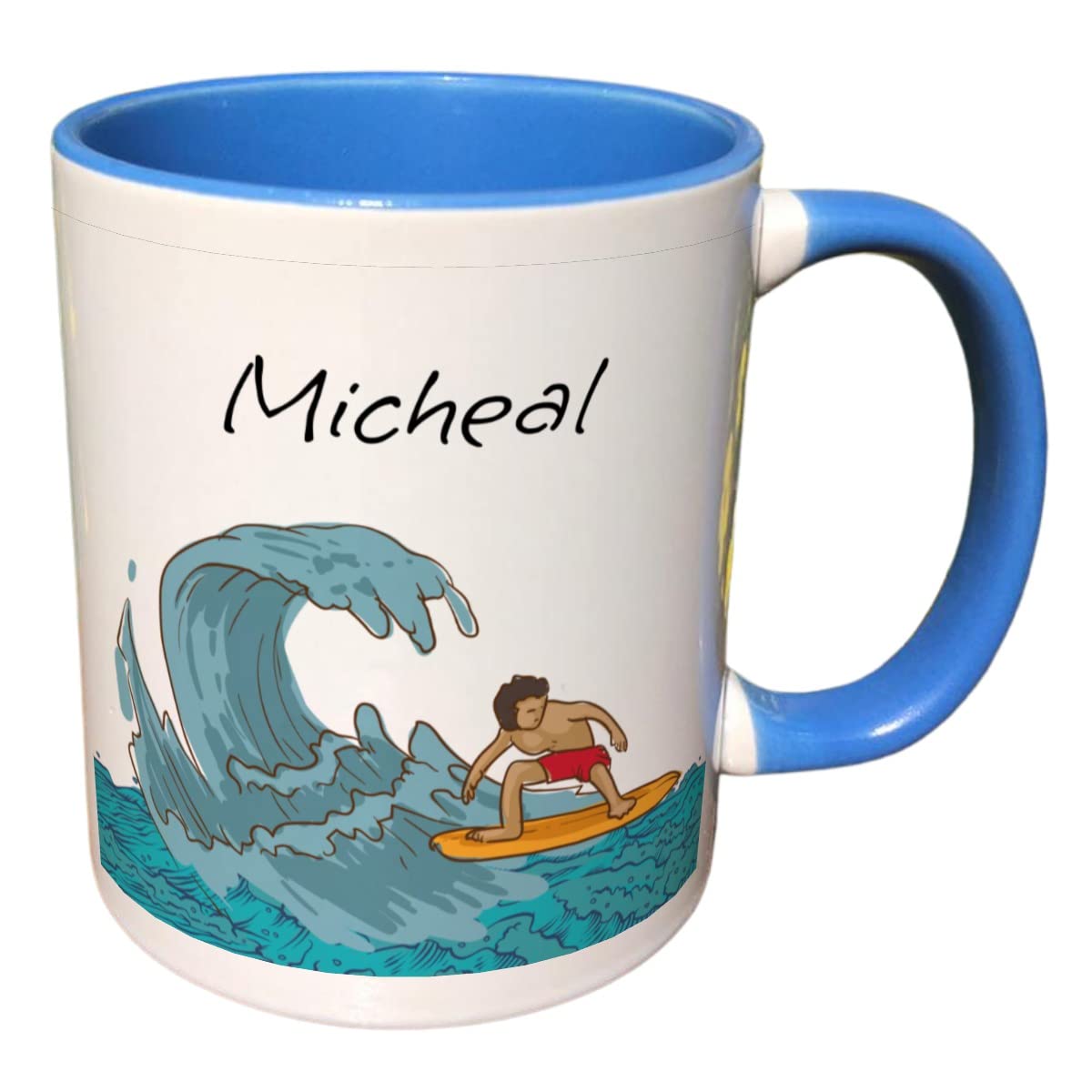 Personalised Surfing Sports Mug Gift - Present for Sports Lovers - Gifts for Surfers - Personalised Surfing Homeware & giftware Decor (Green)