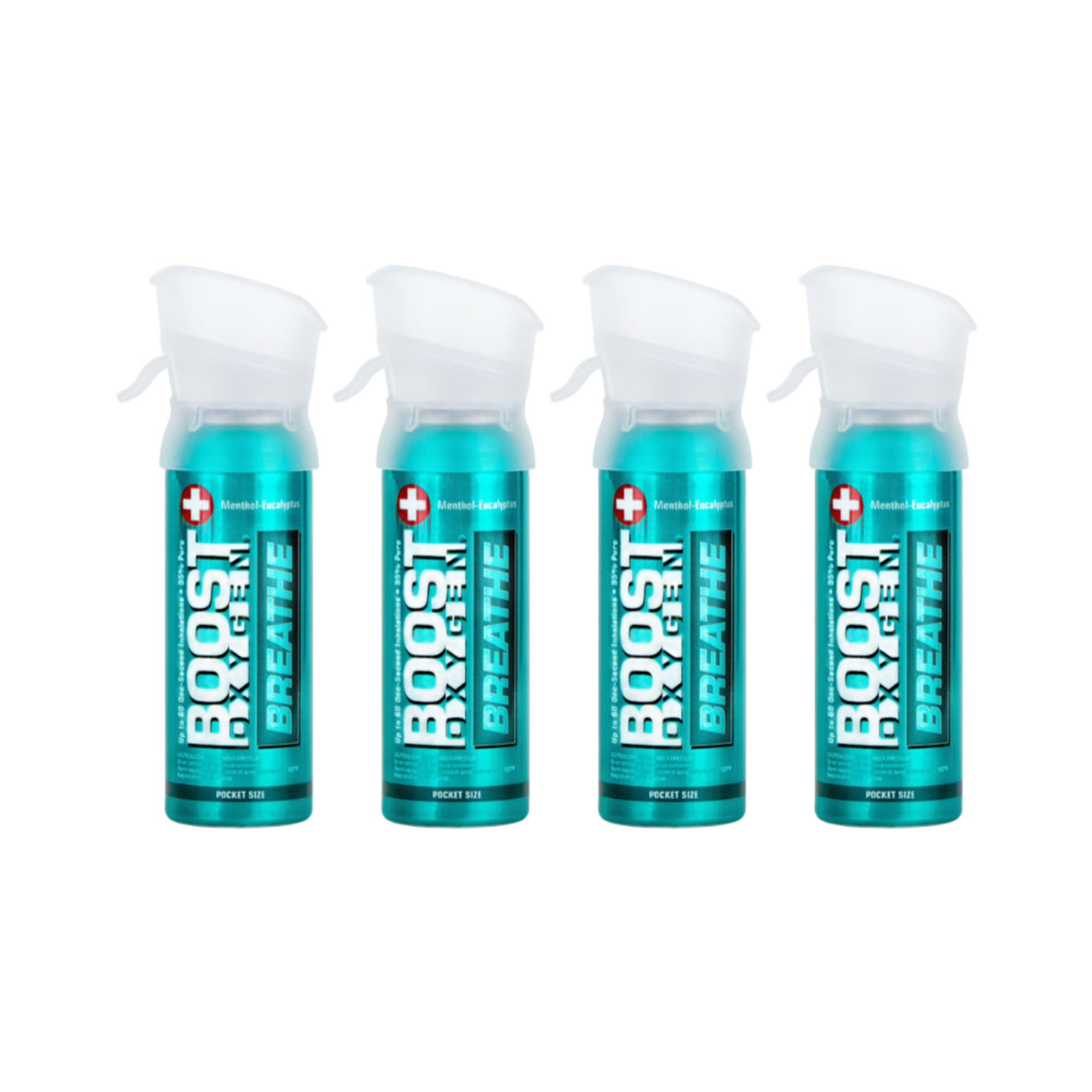 Boost Oxygen Pocket Size Breathe Menthol-Eucalyptus Aroma 3L Canister | Respiratory Support for Altitude, Performance & Health (4 Pack)