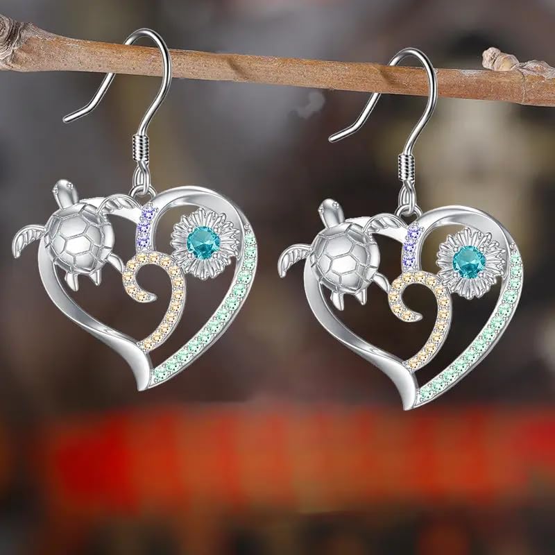 Sea Turtle Earrings,Ocean Beach Animals Dangle Hypoallergenic Animal Jewelry Gifts for Women - Image 3