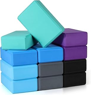 Wettarn 12 Pcs High Density Foam Blocks Yoga Brick Lightweight Exercise Block Non Slip Supportive Workout Block Bulk for Yoga Pilates Stretching and Meditation, 6 Colors