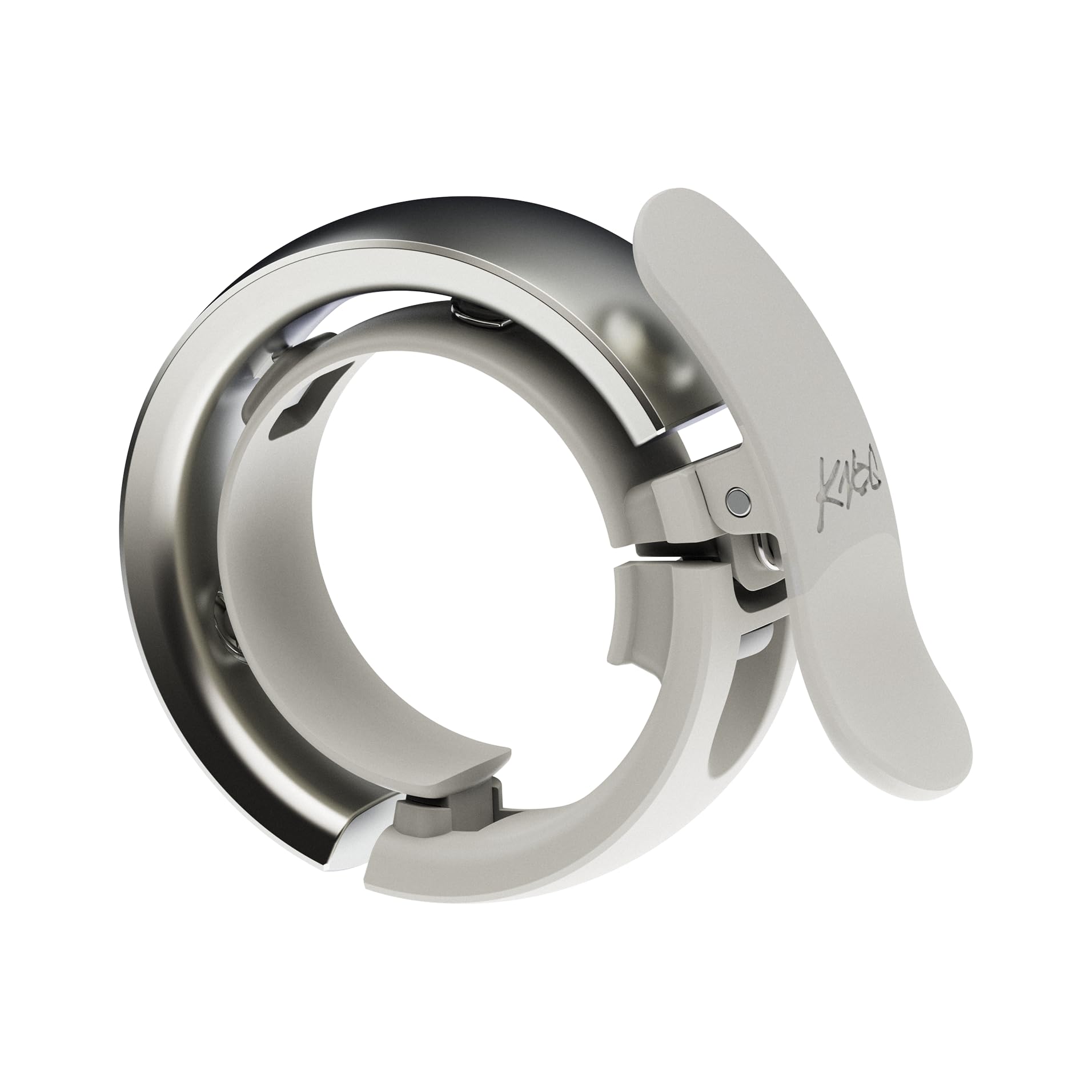 Knog Oi Prima Bike Bell – Loud 80dB Ring, Wrap-Around Design, WAVETEK Hammer, Durable Build, Easy Install – Two Sizes to Ensure Correct Fit.