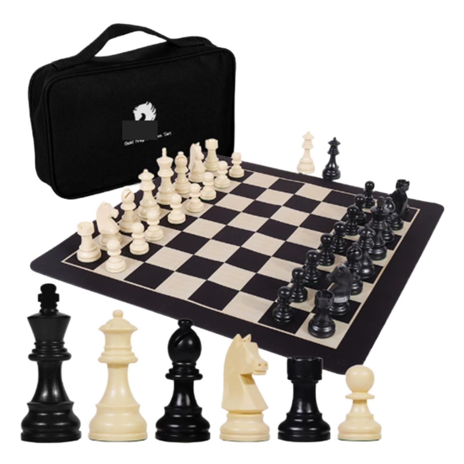 Set di scacchi Scacchiera pieghevole in silicone | Pezzi Staunton ponderati con custodia for il trasporto portatile
