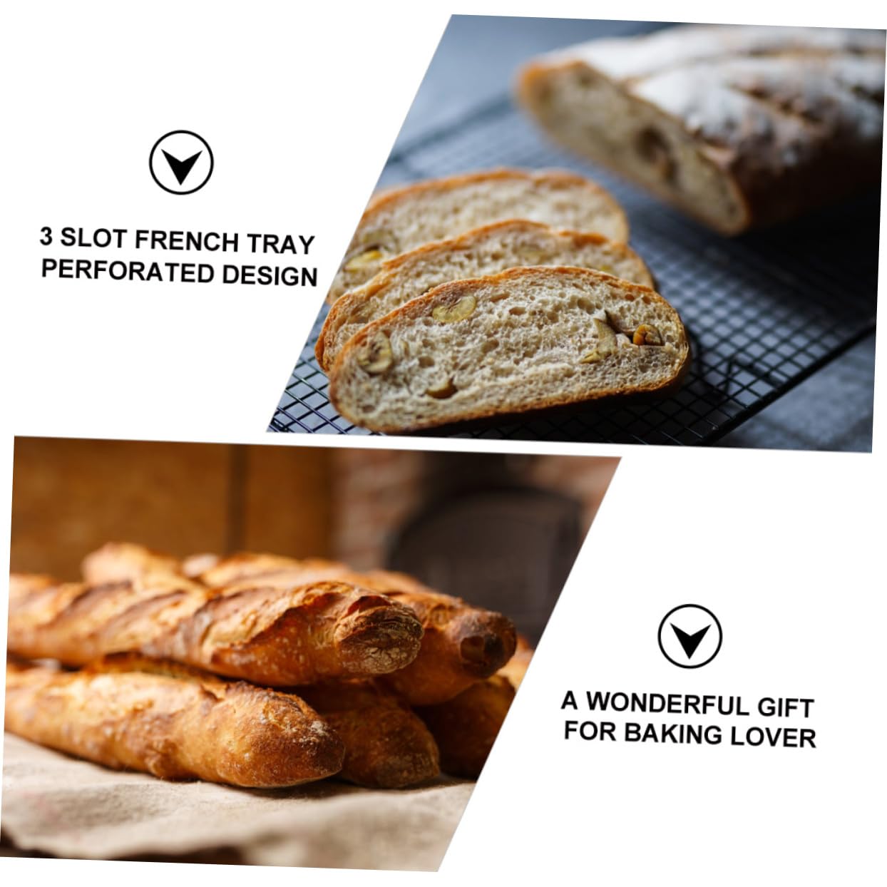 3-schlitz Brotbackform 2 Stück aus Kohlenstoffstahl, Antihaft, Backen