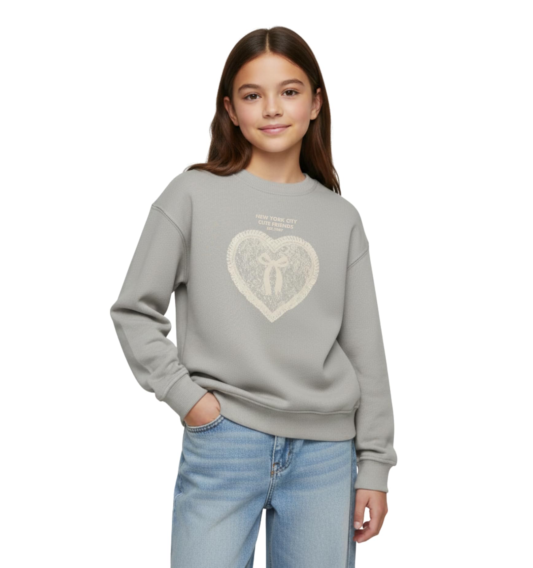 Alan Jones Clothing Girls Oversized Sweatshirt | Printed Pullover | Casual Winter Wear | Age 6–16 Years-picture-22