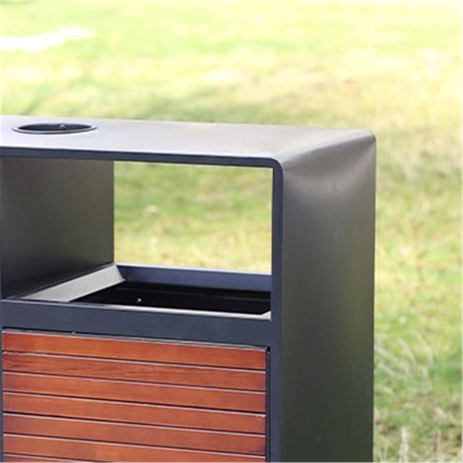 Papelera de Reciclaje Cubo de Basura al Aire Libre Contenedor de Basura de Acero con cenicero