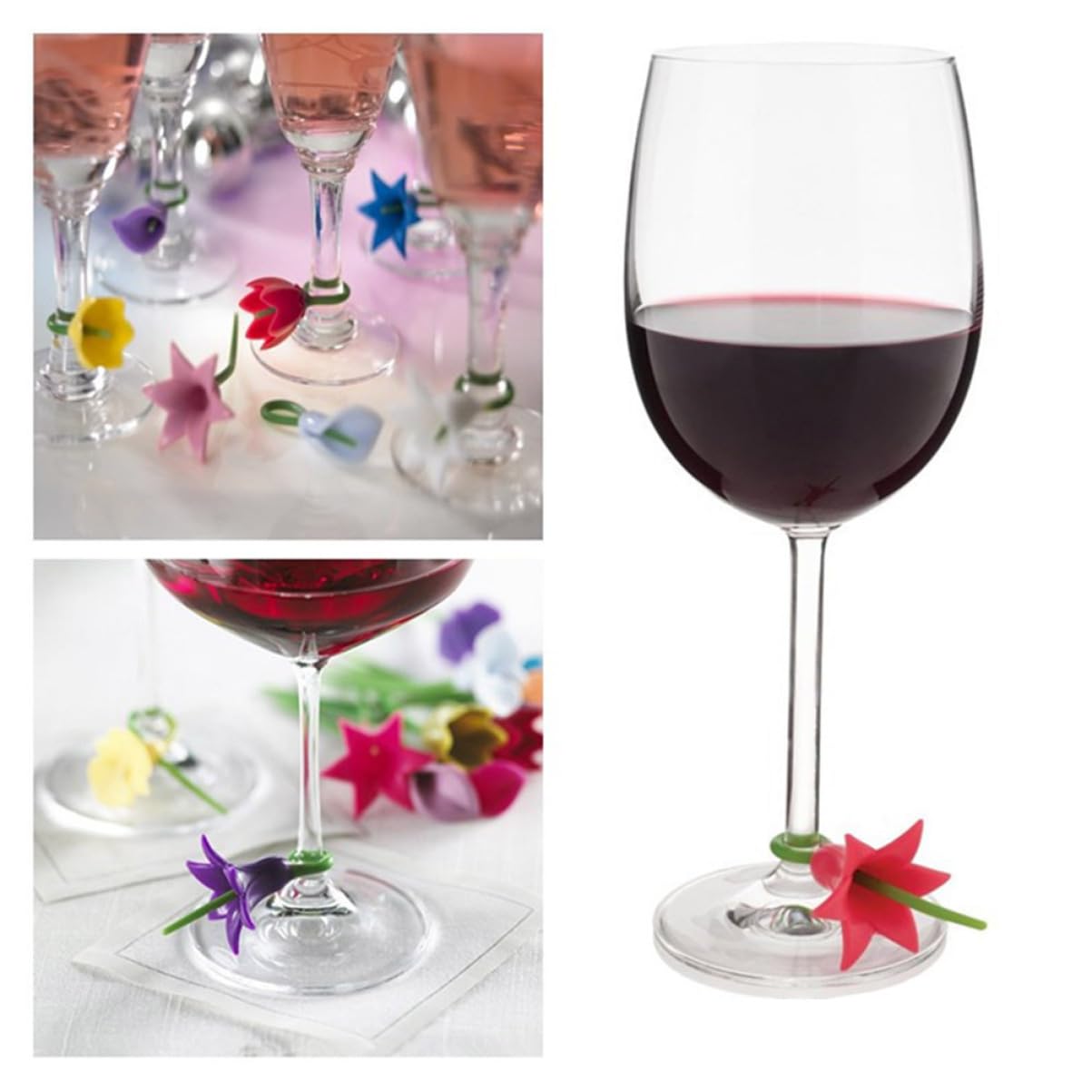 PRETYZOOM 54stücke Teiliges Silikon-weinglasmarker Im Blumen-design Wiederverwendbare Gläserkennzeichnung Für Partys Und Zuhause Praktische Getränkeidentifikation Für Hochzeiten Und