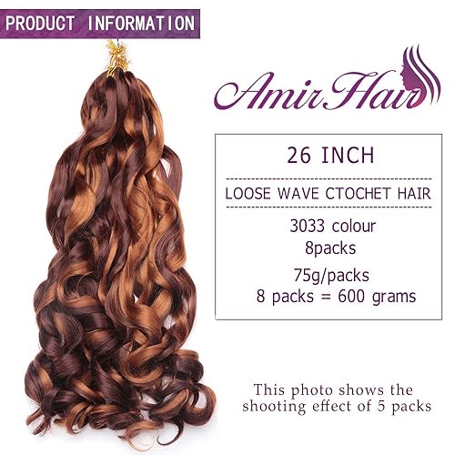 Miniatura 2 de Amir Hair 8 paquetes de extensiones de cabello sintético rizado francés de 26 pulgadas extensiones de cabello sintético preestirado 3033