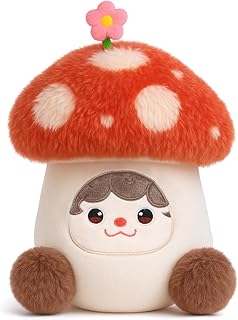 Red Mushroom Plush Pillow Soft Stuffed Animal Toy Cute Mushroom Plush Toy Birthday Christmas Festival Gifts for Kids