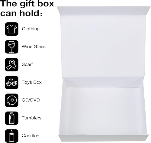 Vista 44 de Aimyoo Caja de regalo plegable marrón con tapas de cierre magnético de 13.8 x 9 x 4.3 pulgadas, cajas grandes de propuesta para dama de honor