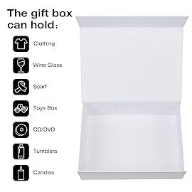 Aimyoo White Collapsible Gift Box with Magnetic Closure Lids 10.5x7x3 in, Bridesmaid Groomsman Proposal Boxes, Rectangle Storage Box 3 Pack