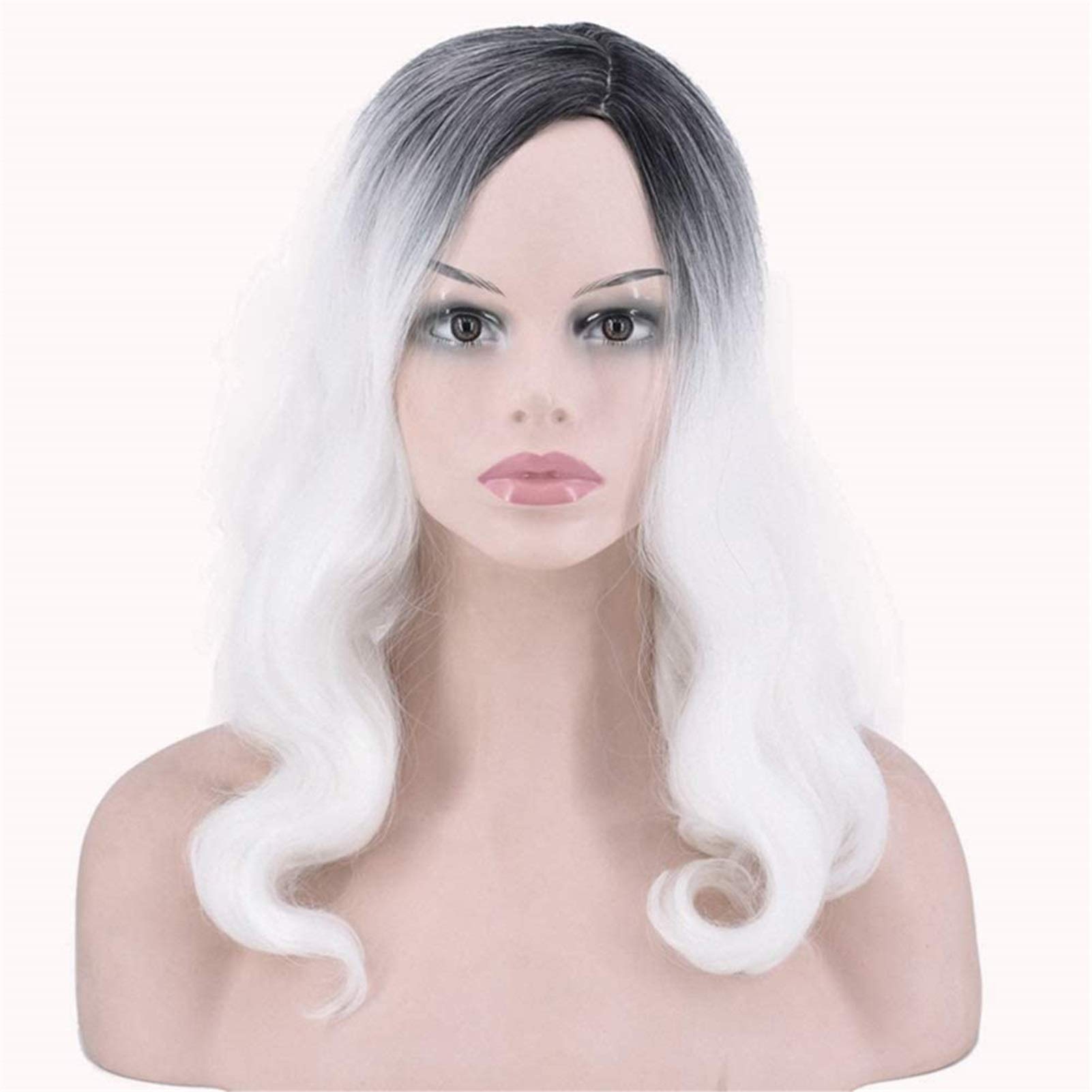 Perruque cheveux longs bouclés bicolore pour changer de tête sans coloration