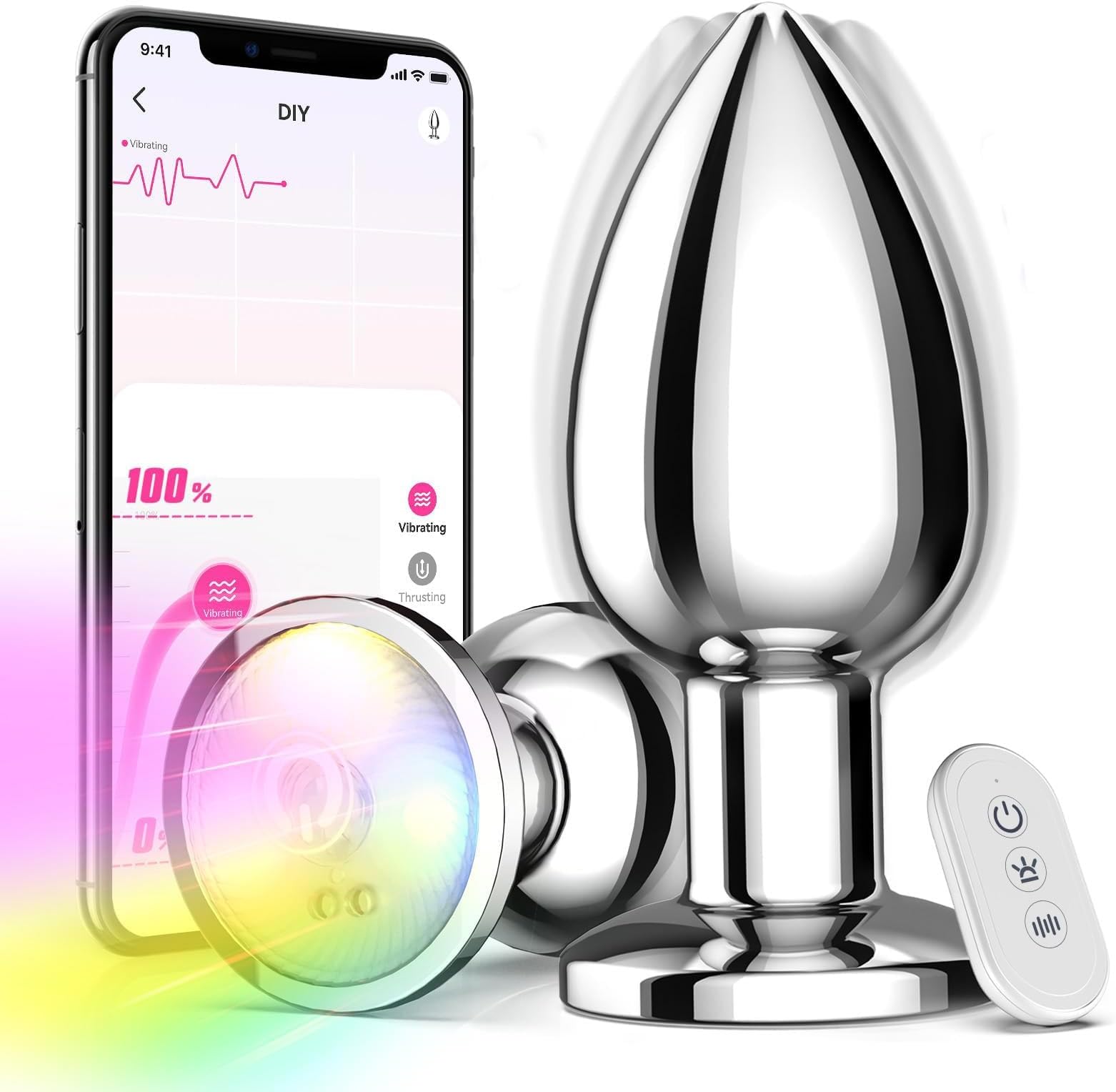 App-Controlled Vibrating Butt Plug - 10 Speeds, Remote & Prostate Massager Rechargeable Anal Beads for Men, Women & Couples - Silicone Anal Sex Toys A81T02