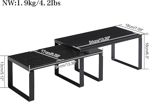 Vista 3 de YMYNY UHSR002B - Organizador de estantes de gabinete, estantes de encimera, juego de 2, estantes de especias de cocina, apilables, estantes