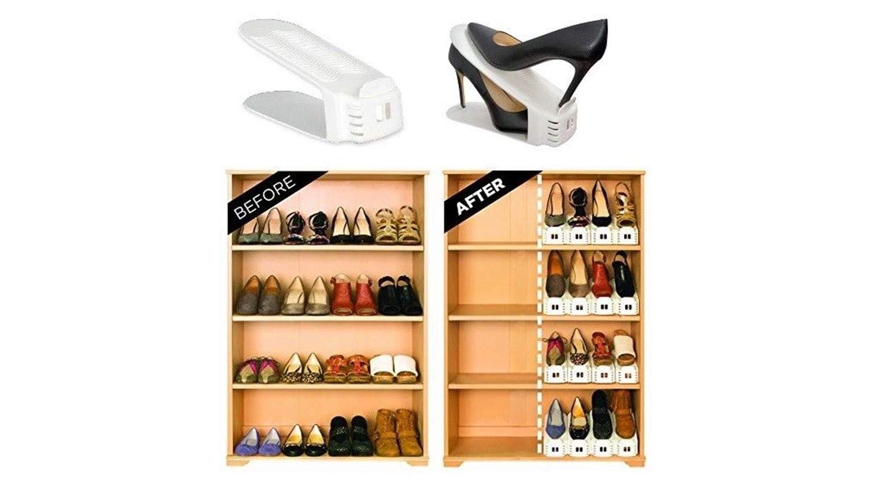 Organizer Scarpe Organizer per Slot per Scarpe salvaspazio a Doppio Strato, portascarpe Rimovibile, Facile da Montare (Color : Gray-, Size : 5pcs