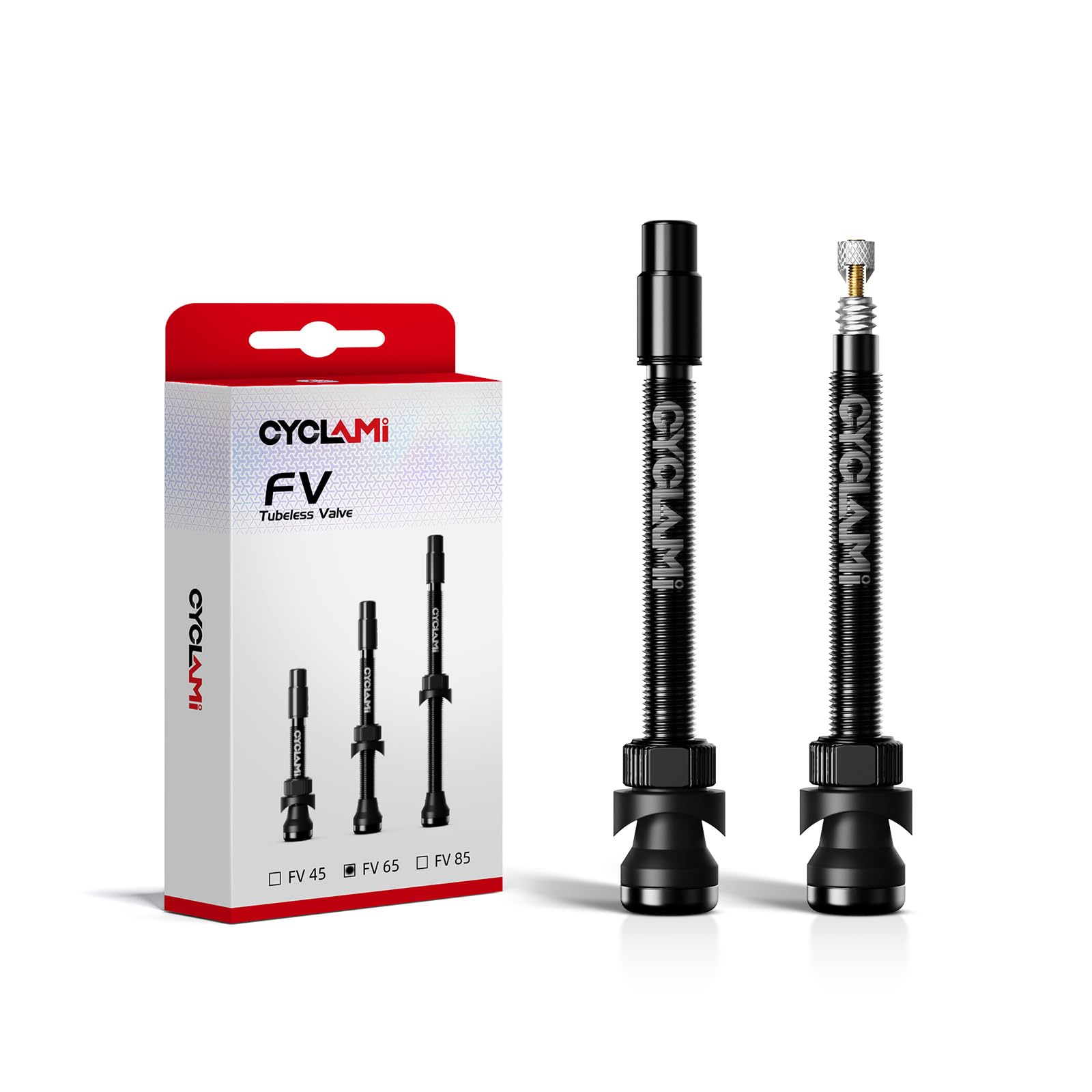 Tubeless Valves 45/65/85 mm Aluminium, Presta Valves with Removal Core Valves,For Road Bike/Mountain Bike/Gravel, Fit Most Bicycle Rims (65mm)