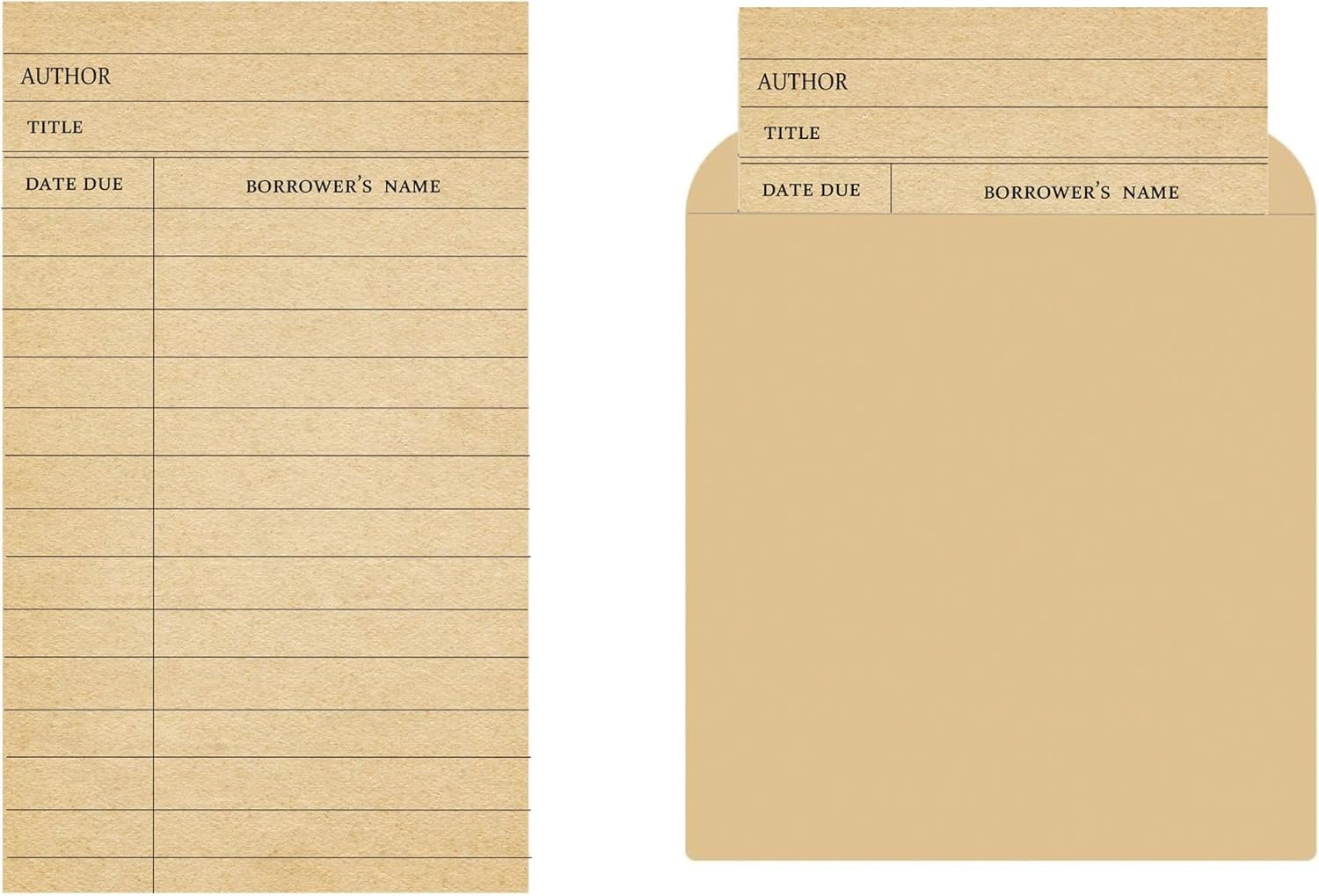 FENGHERUIA 160 Pack Book Review Bookmarks Bulk Vintage Library Card Pockets With Envelopes Kraft Bookmark for Librarys Checkouts Classroom Supplies Bookworms Bookish Favorites