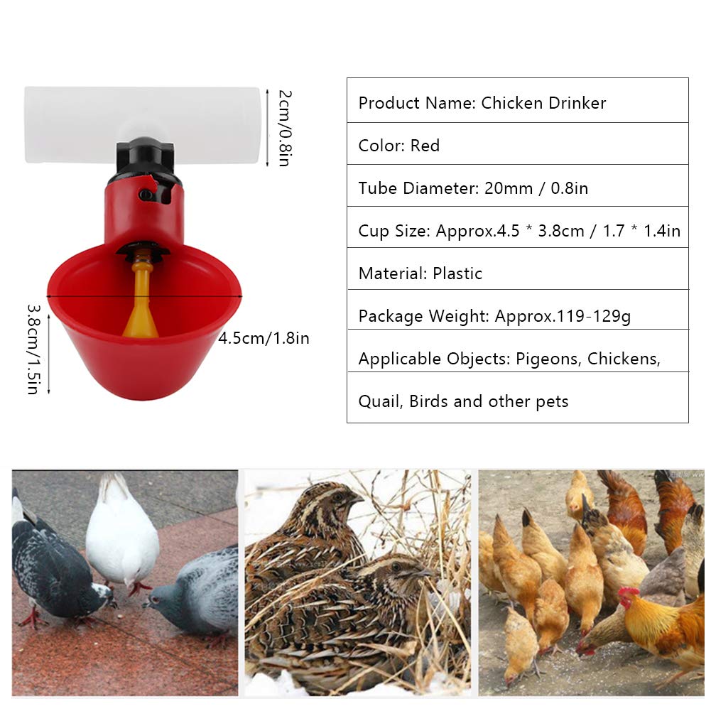 5 sztuk automatyczne plastikowe kubki do picia kurczaka poidełko do drobiu dozownik do wody kubki miski poidło do wody narzędzie dla ptaka przepiórka gołąb kurczak kura (20mm rura)