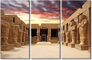 3 Piece Wall Decor Ancient Ruins of Karnak Temple in Luxor Canvas Paintings Ancient Egypt Architecture for Bedroom, Bathroom, Office Posters and Prints Stretched and Framed Ready to Hang (42"Wx28"H)