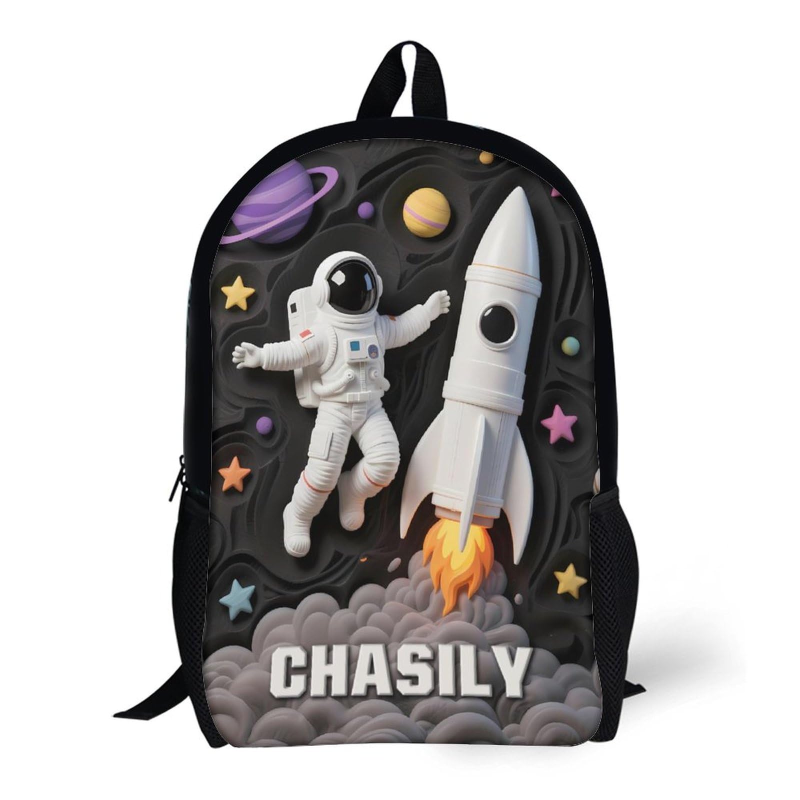 Qygtritvo Custom Astronaut Name Backpack for Men Women Friends Family Personalized Space Rocket Adventure Daypack Bags for Camping Travel Hiking