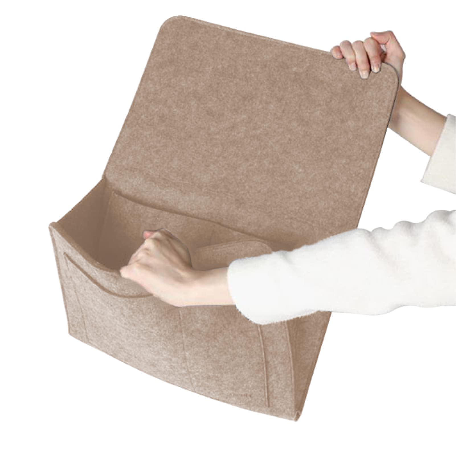 Organizer Da Letto Appendibile In Feltro Grigio, 30x19x11 Cm, Con Tasche Laterali, Per Cellulare, Libri E Snack - 2