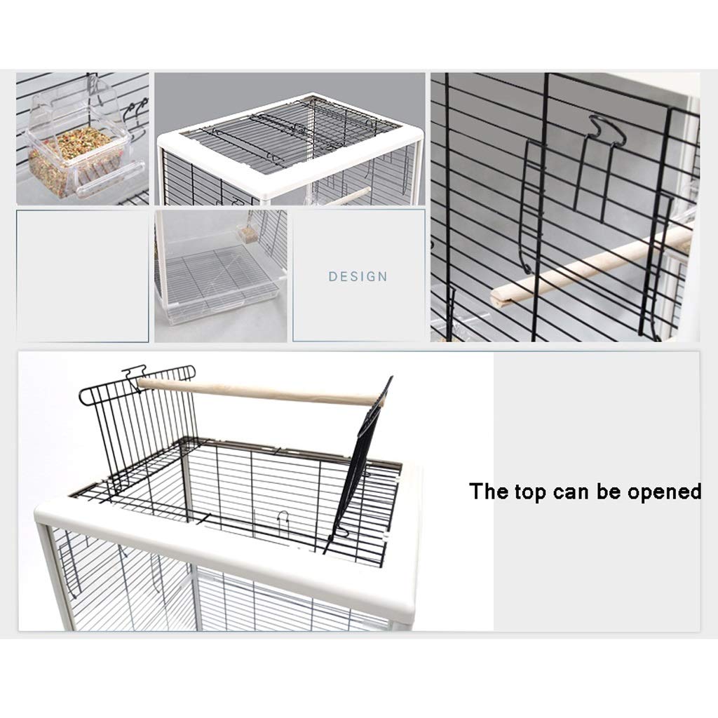 sdneNest Jaula para pájaros, jaula grande de metal con parte superior abierta, para periquitos verdes, periquitos, cacatúas, loros pequeños, jaula de viaje, 80 cm de alto, para tortolitos, verde
