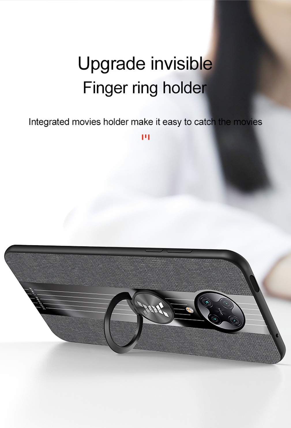 KOUYI Cover per Xiaomi Poco F2 PRO 5G, Custodia Antiurto Grado Militare 360° Girevole Regolabile Ring Armor Bumper TPU Case Magnetica Supporto Silicone Custodie per Xiaomi Poco F2 PRO 5G (Argento
