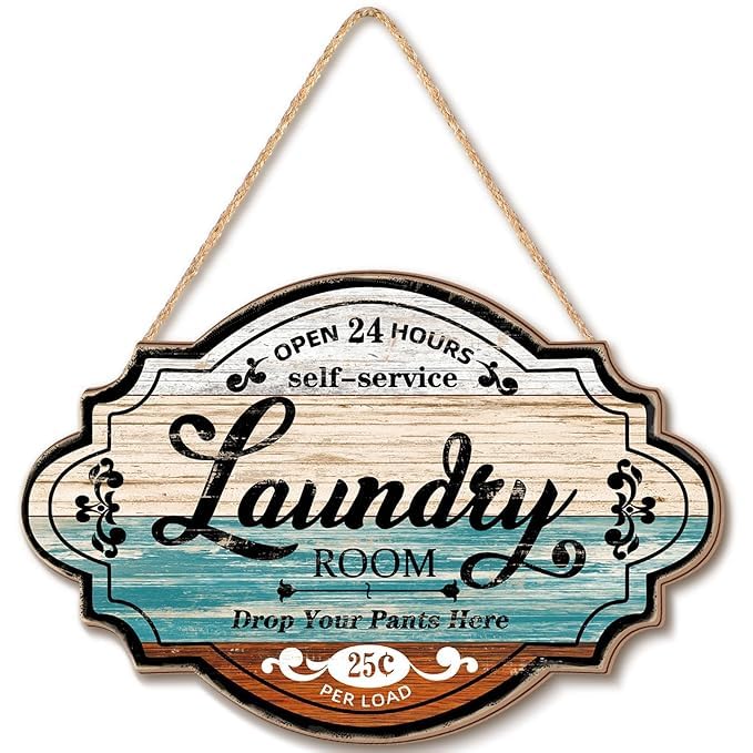 Mandala Soul Vintage Wood Laundry Room Decor Hanging Wall Sign Door Sign Farmhouse Rustic Wall Art For Laundry Bathroom Restroom Washroom Home, 12 x 8 x 0.2 Inch(Multicolor)-image-47