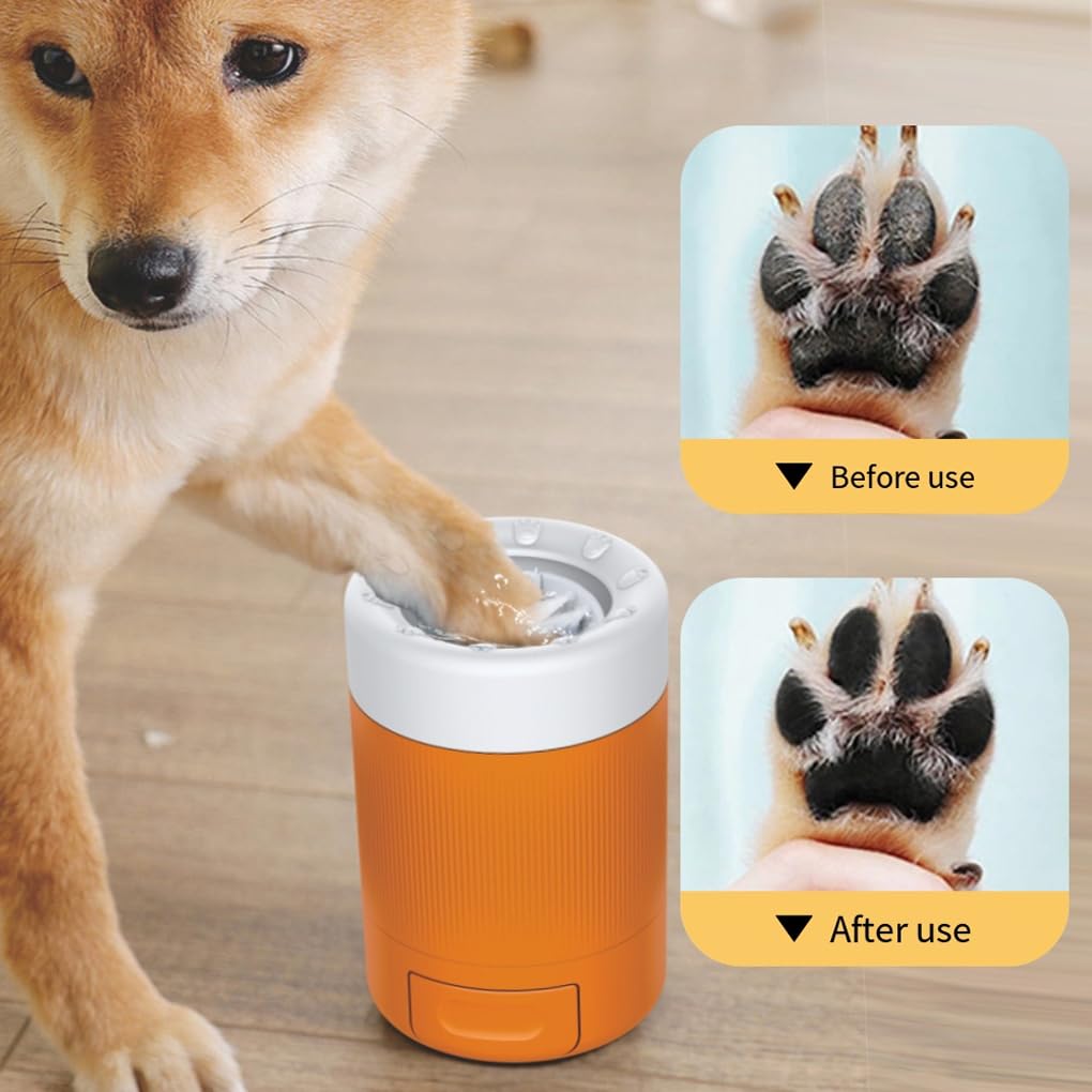 Lavaggio automatico dei piedi e tazza per pediluvio facile da usare per abbellire gli animali domestici. Abbellisci e Per lava le zampe quando esci. ABS durevole, arancia