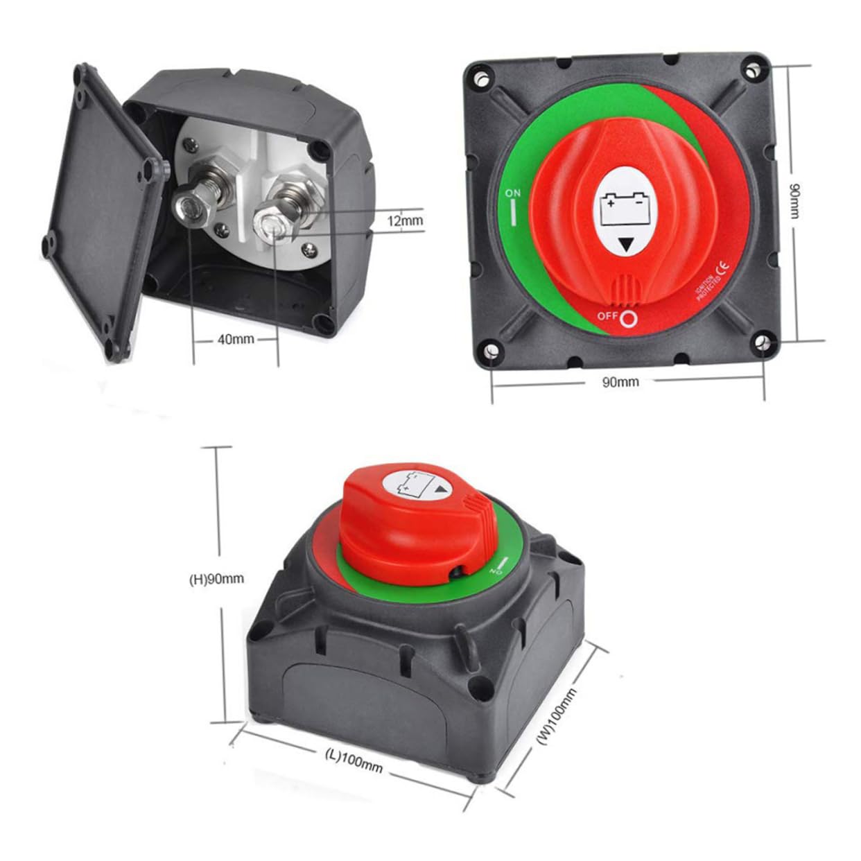 FUNOMOCYA 12v-48v Boat Rv Car Battery Disconnect Switch 600a Brass Plastic Isolator Easy Install Disconnect Switch