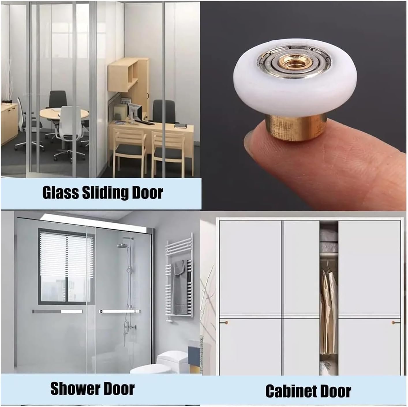 Shower Door Rollers, 6pc Shower Door Rollers Wheel Set Bathroom Glass Replacement Part(27mm)