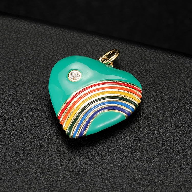 18 x 22 mm, 10 szt. tęczowe serce emaliowane koraliki emaliowane zawieszki różne pozłacane emaliowane zawieszki do produkcji biżuterii, złoty motyw