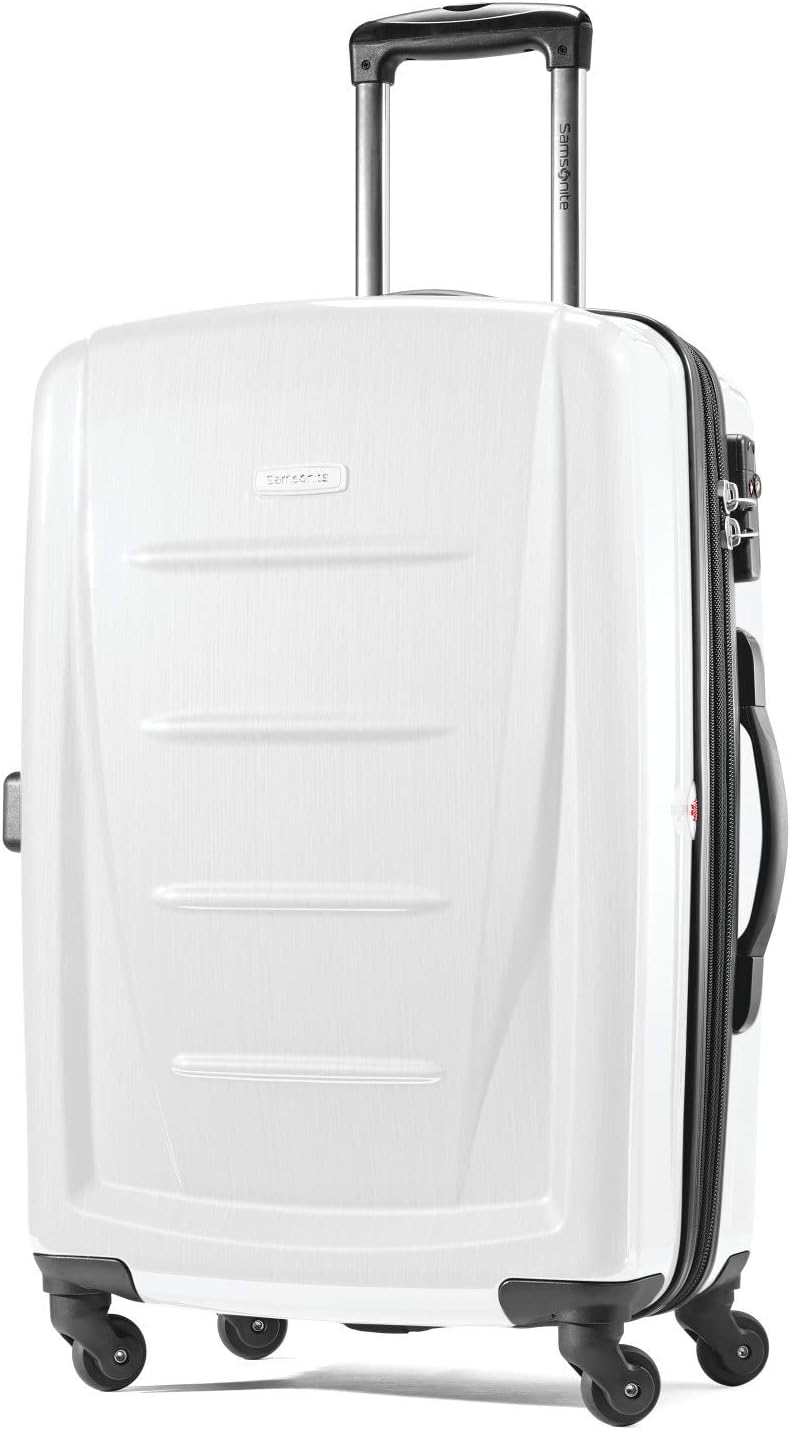 Winfield 2 Hardside Expandable Luggage with Spinner Wheels, Checked-Medium 24-Inch, Brushed White