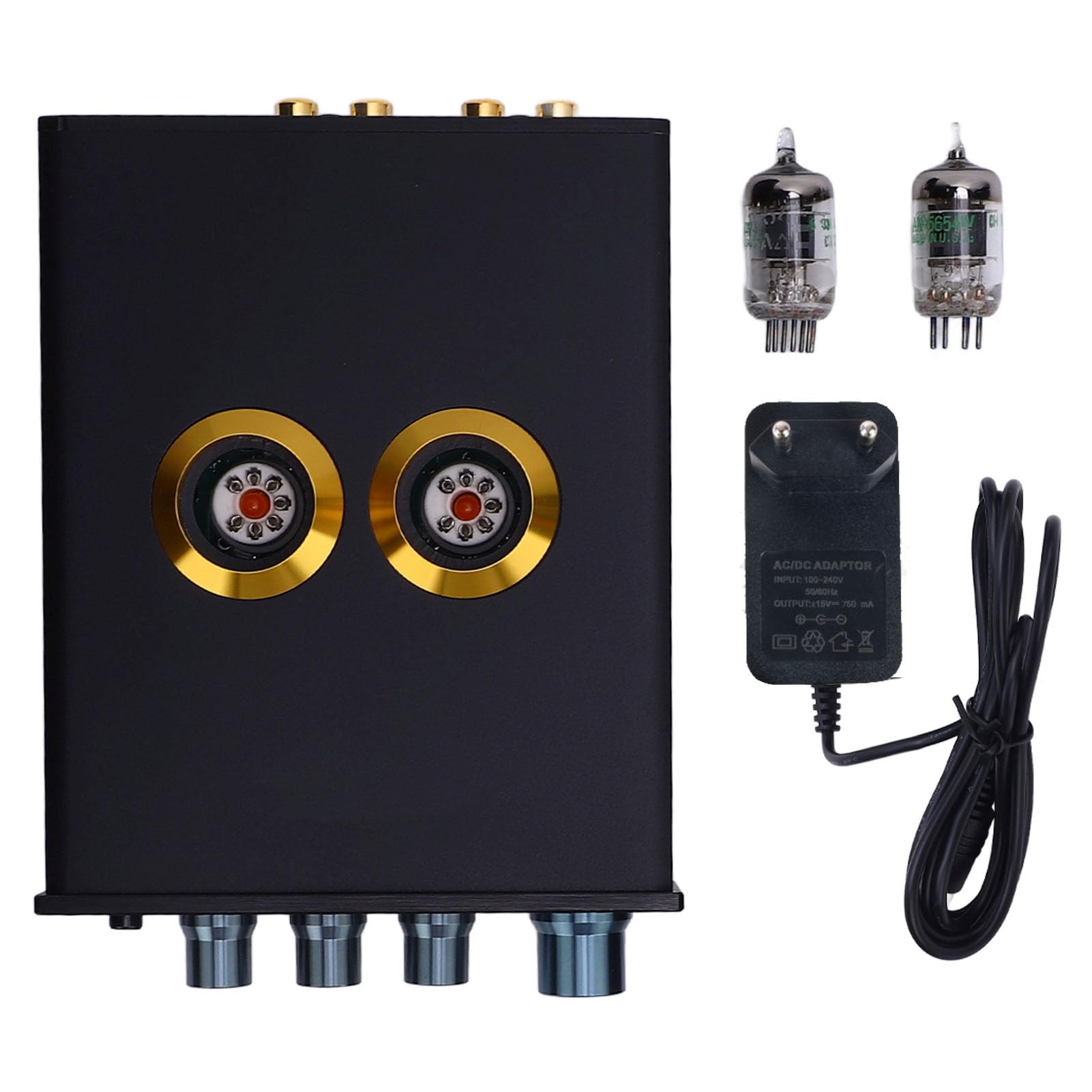 RiToEasysports Amplificatore Valvolare, Amplificatore Valvolare HiFi Preamplificatore per Cuffie Stereo a Basso Rumore per Amplificatori Domestici (Spina europea)