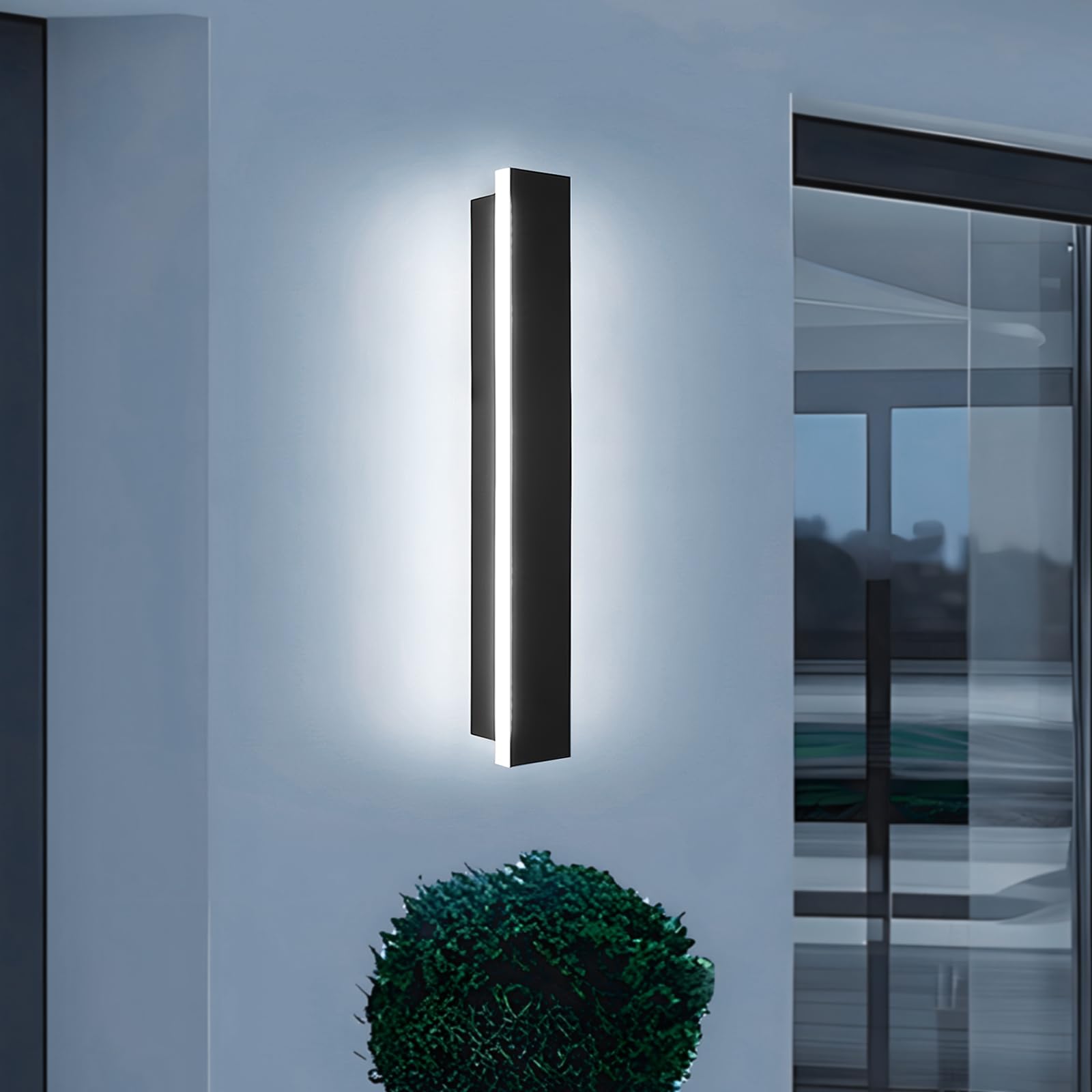 ZTWLEED LED Wandleuchte Aussen,8W Aussenlampe Wand IP65 Wasserdicht Kaltweiß 6000K Außenwandleuchten,Lange Villa Wandleuchte Schwarz für Gärten Villa Korridor Terrassenbeleuchtung,40CM