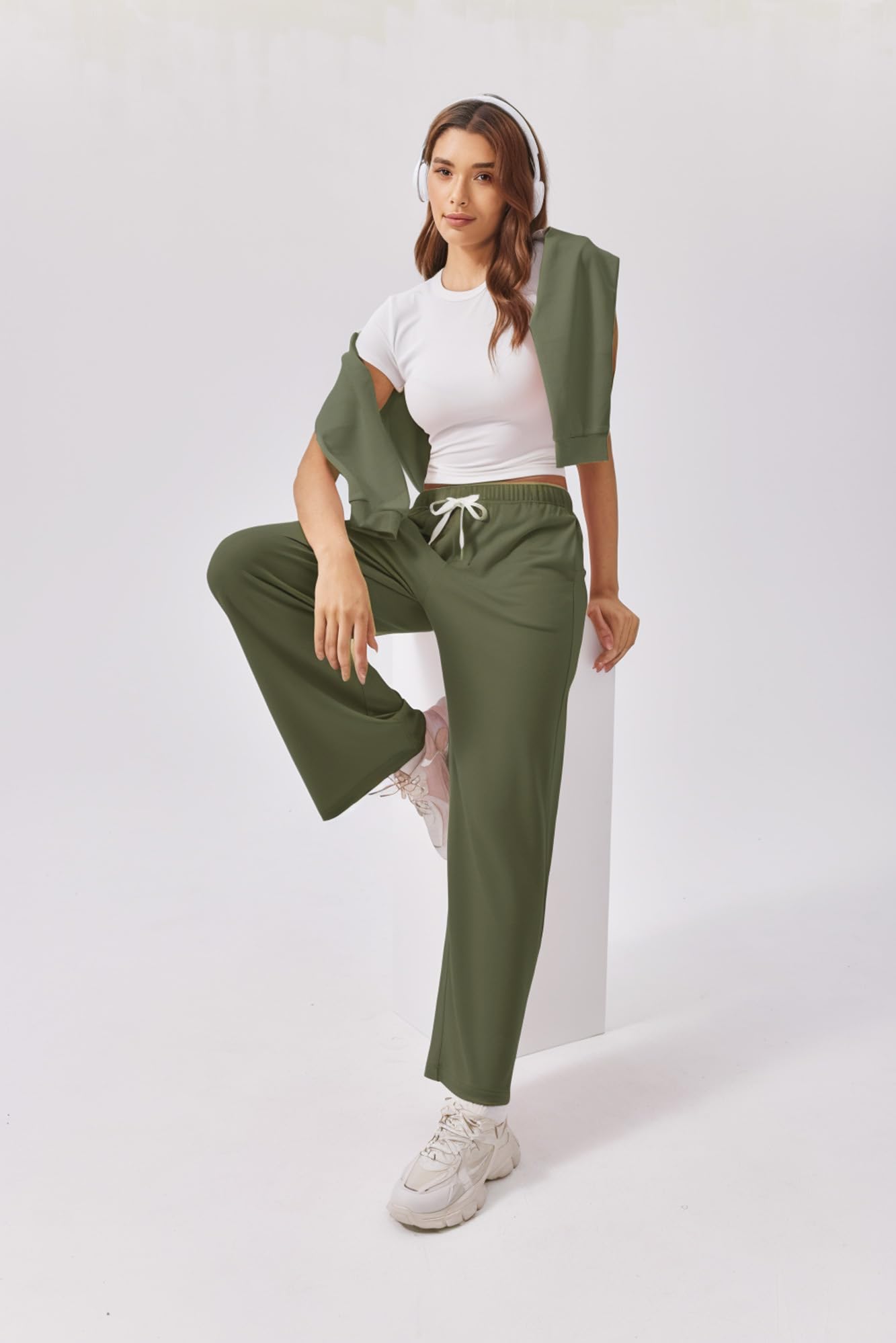 Pantaloni da Tuta da Donna Pantaloni da Jogging a Gamba Dritta Pantaloni da Tuta con Tasche Pantaloni da Jogging Casual Pantaloni Sportivi per Yoga Fitness Palestra Abbigliamento da Salotto