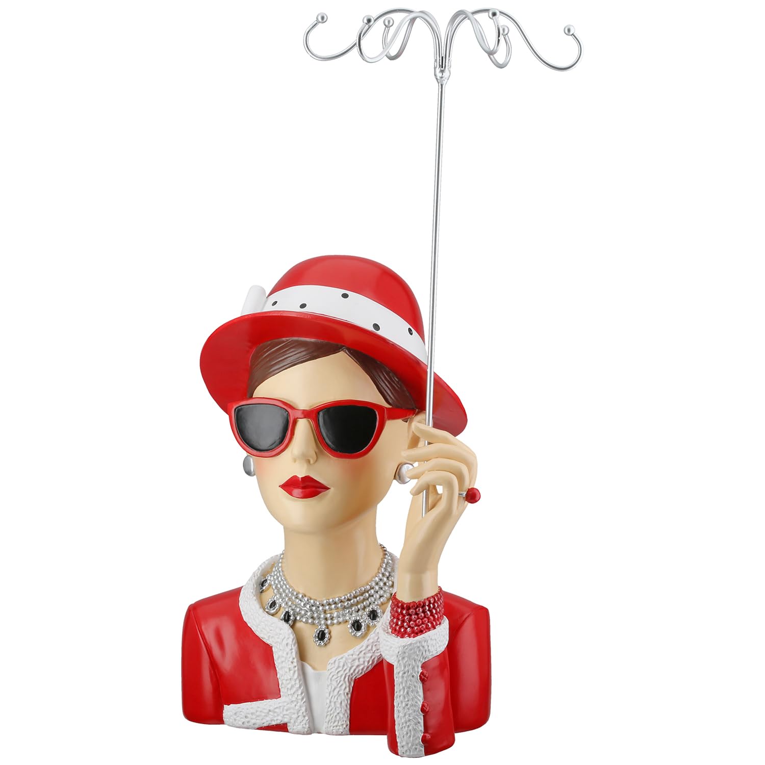 GILDE Lady Chloe Figurine Jewellery Stand with Polka Dots Resin Red Height 39.5 cm