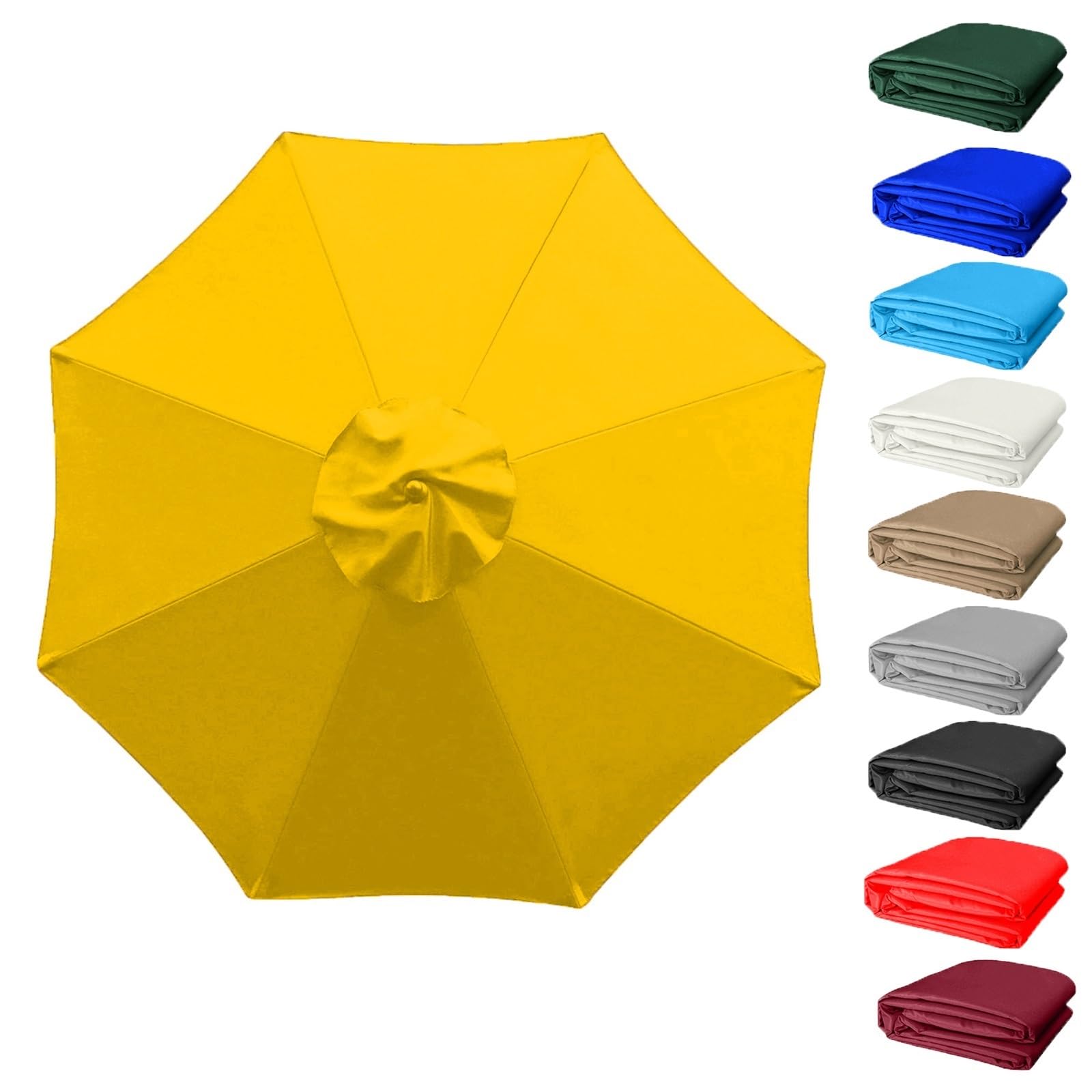 QIQVIV Parasol Replacement Canopy Cover 6/8 Arms, Waterproof Garden Umbrella Fabric Cloth, UV Protection Sunshade Replacement For Outdoor Patio Table Parasols(Canopy Only)(Yellow,(6Rib) 2m/78in)
