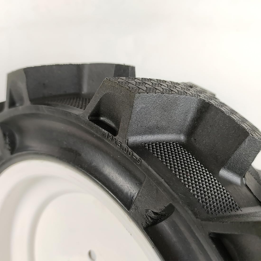 Neumático sólido de agricultura de 14 pulgadas, rueda de agujero de eje de 17 mm para bricolaje motor de cepillo eléctrico cortacésped carrito carrito