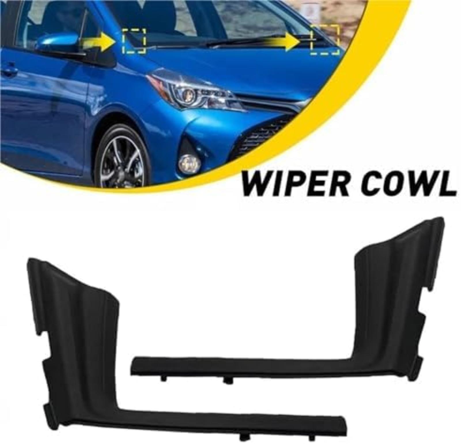 Panele wykończeniowe wycieraczki szyby przedniej 1 dla TOYOTA, dla Yaris 2012-2015 Przednia kratka samochodu Przedłużenie zewnętrzne Wycieraczka przedniej szyby samochodu