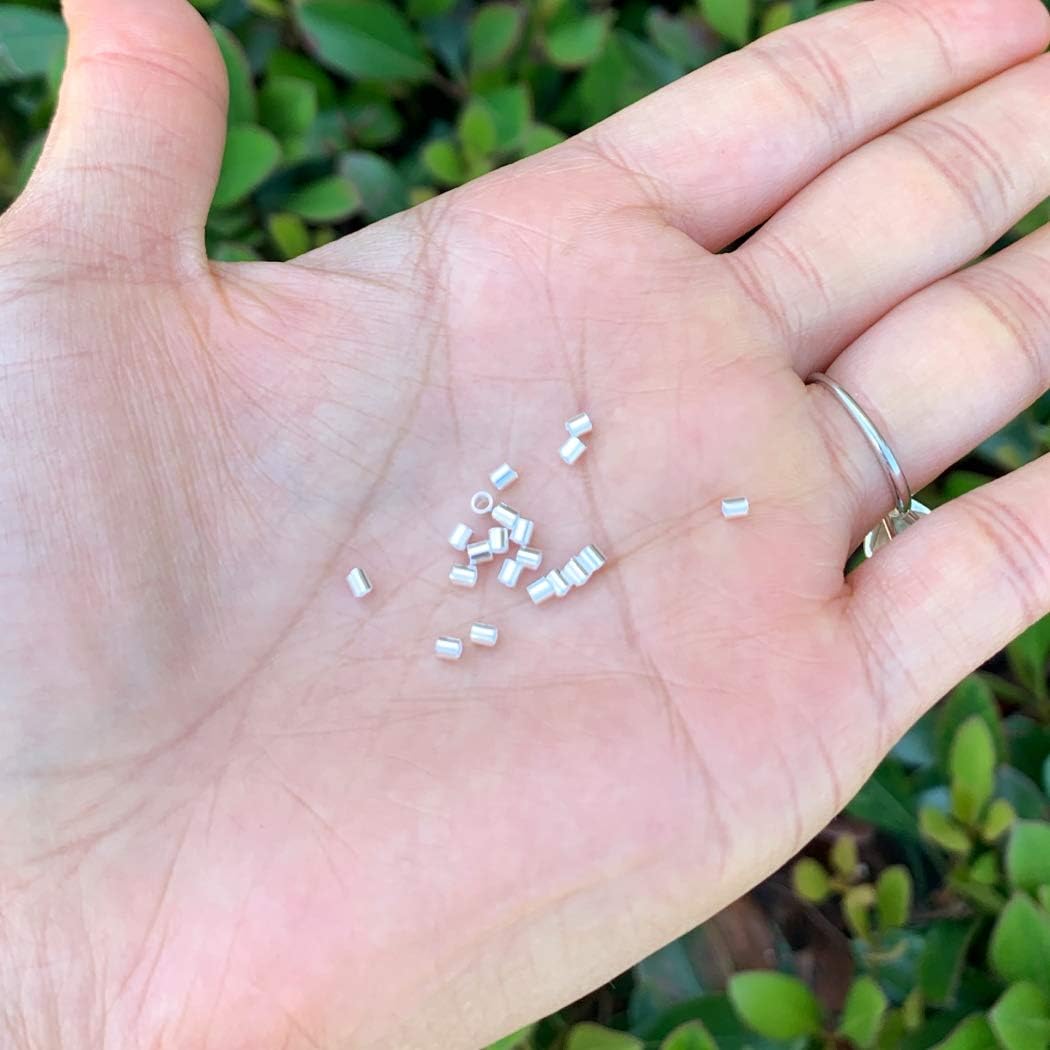 100pcs Adabele Authentic 925 Sterling Silver Crimp Beads 2mm Smooth Small Tubes Spacer (Hole 1.5mm) for Jewelry Making SS241-2