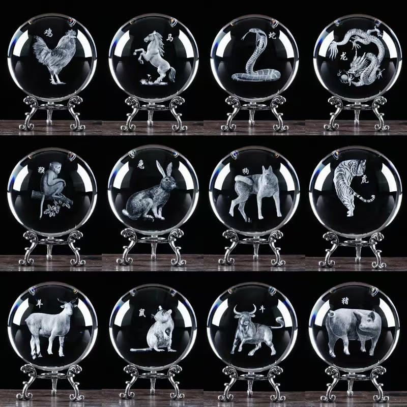 Boule de cristal zodiaque chinois : objet décoration maison et idée cadeau original