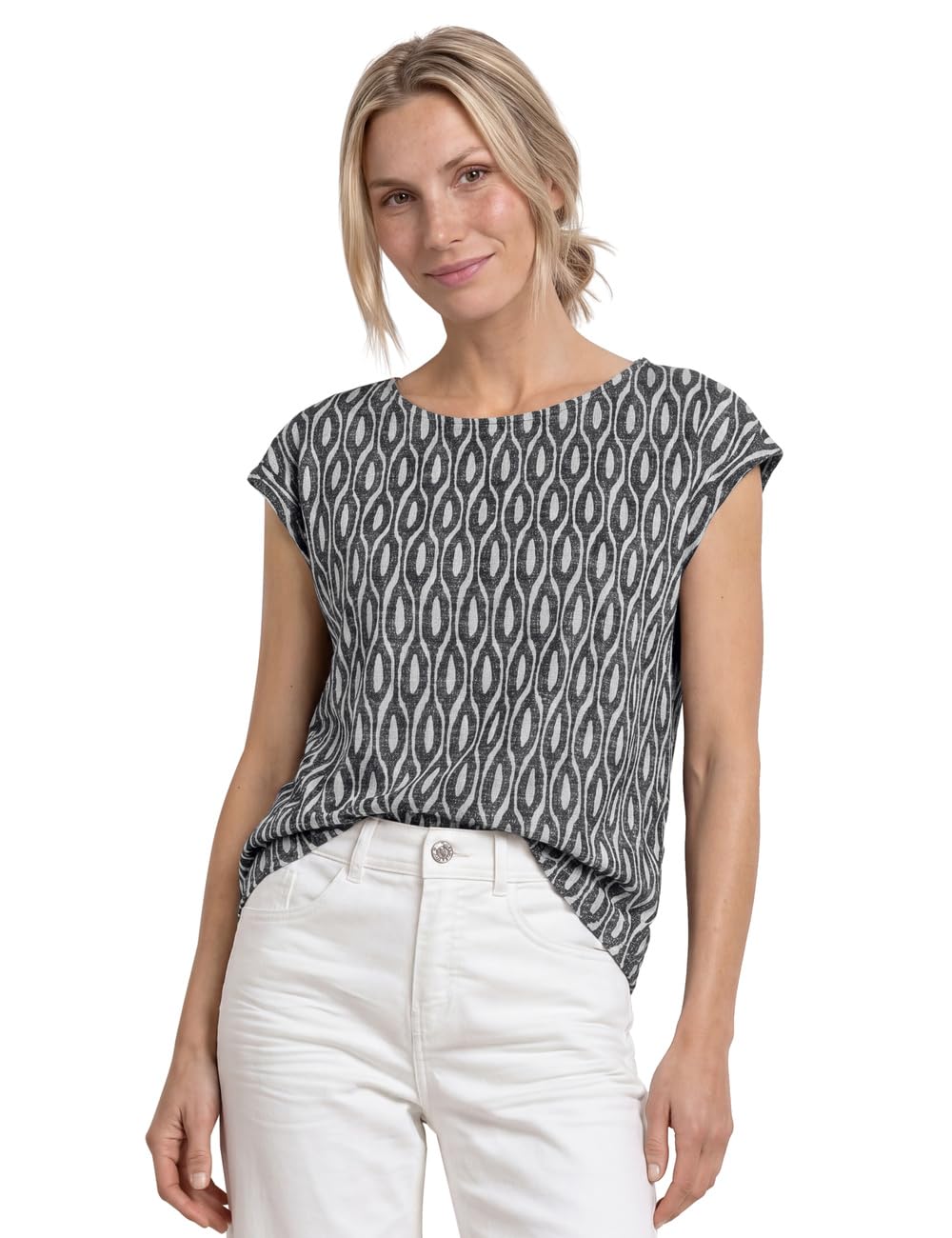 Street One Women's 3230642 Dropped Shoulder Shirt in Burnout Look (Pack of 1), Clay Sand, 16