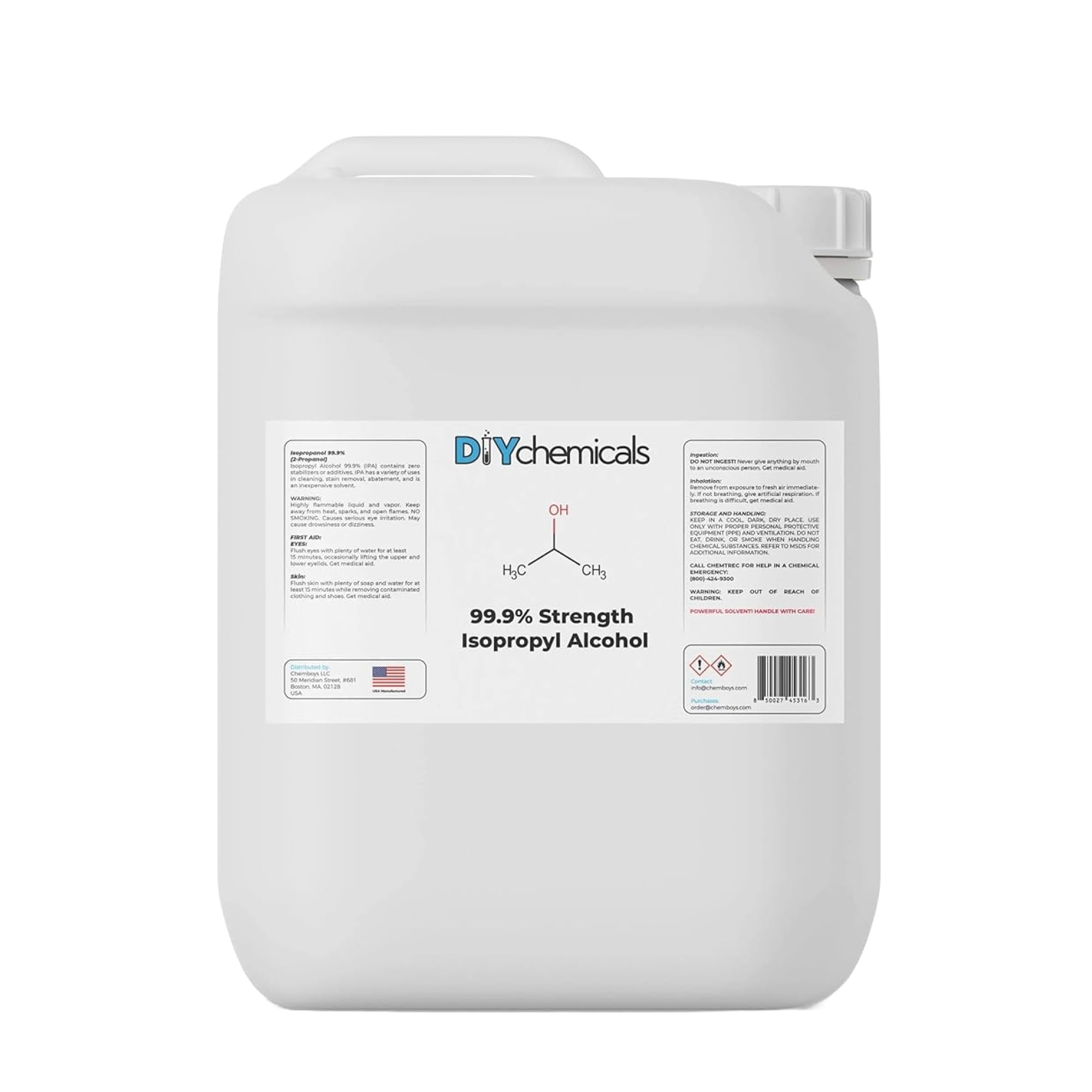 DIY Chemicals 99.9% Pure Isopropyl Alcohol – Industrial Grade IPA for Cleaning – Made in USA, 15 Gallon (1,920 Fl Oz)