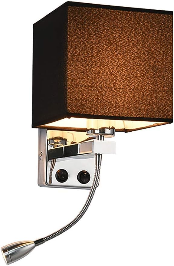 Led Wall Mounted Reading Light Flexible Gooseneck with Switch, Set of 2 Surface Mounted Wall Lighting Fixtures Indoor E27 6000K,Brown,1