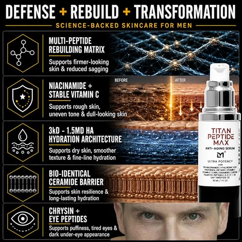 Image of Man Labs Titan Peptide MAX Anti-Aging Face Serum for Men - Skin Firming
