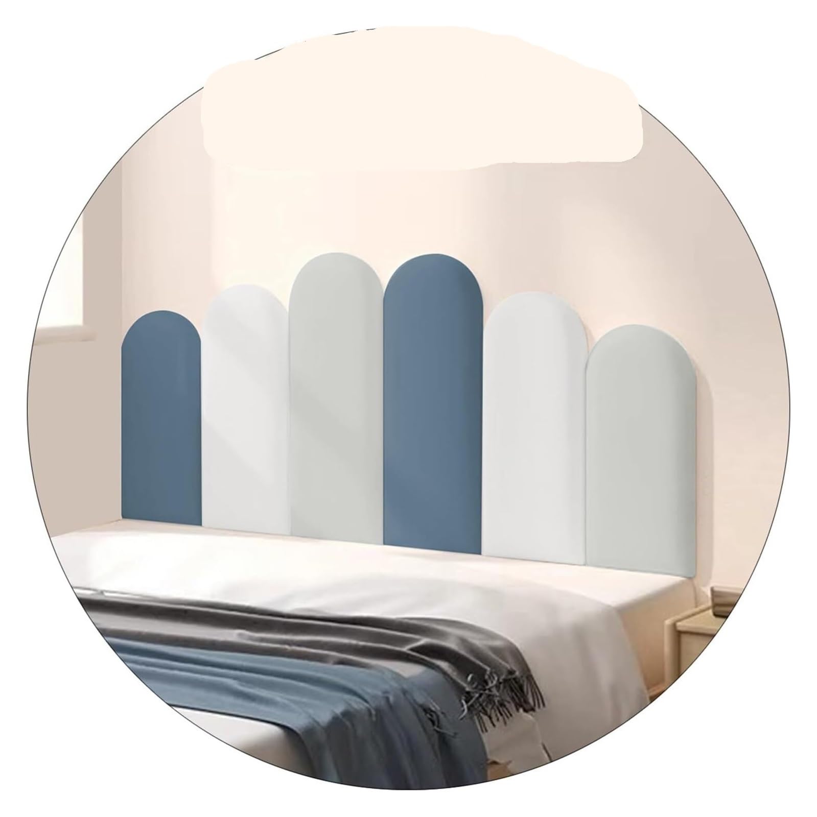 Panneaux muraux tatami à décoller et coller 3D gris 200cm, protection tête de lit rembourrée
