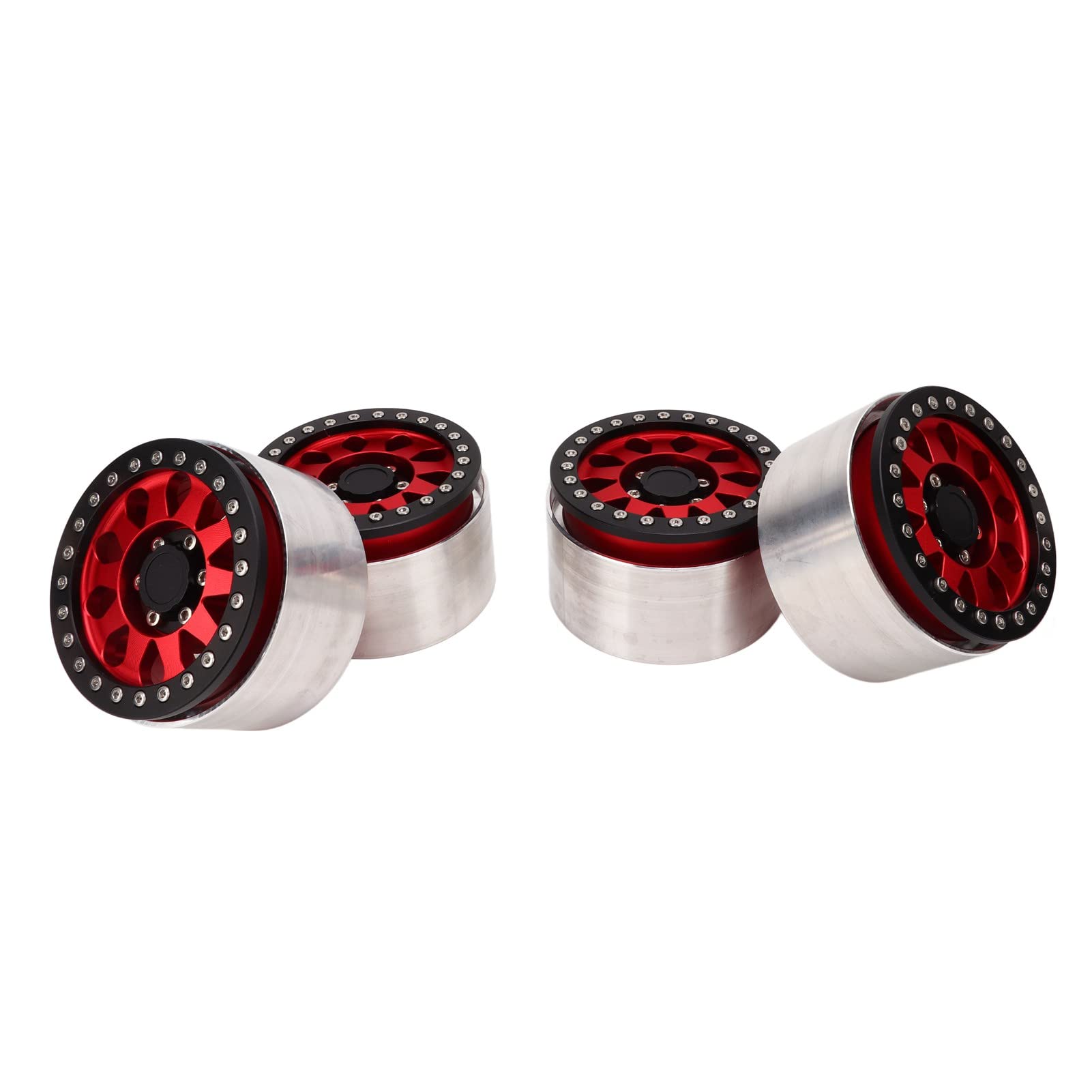 Jantes de roue pour voiture RC, lot de 4 pièces : jantes de rechange en alliage d’aluminium pour voitures RC SCX6 1/6, jantes légères et durables de 2,9 pouces offrant un excellent (Rouge)