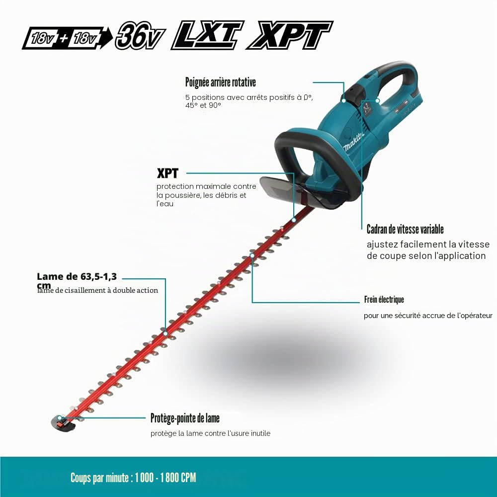 Makita DUH651Z Taille-haie 65 cm 36 V, Alimenté par pile, Vert