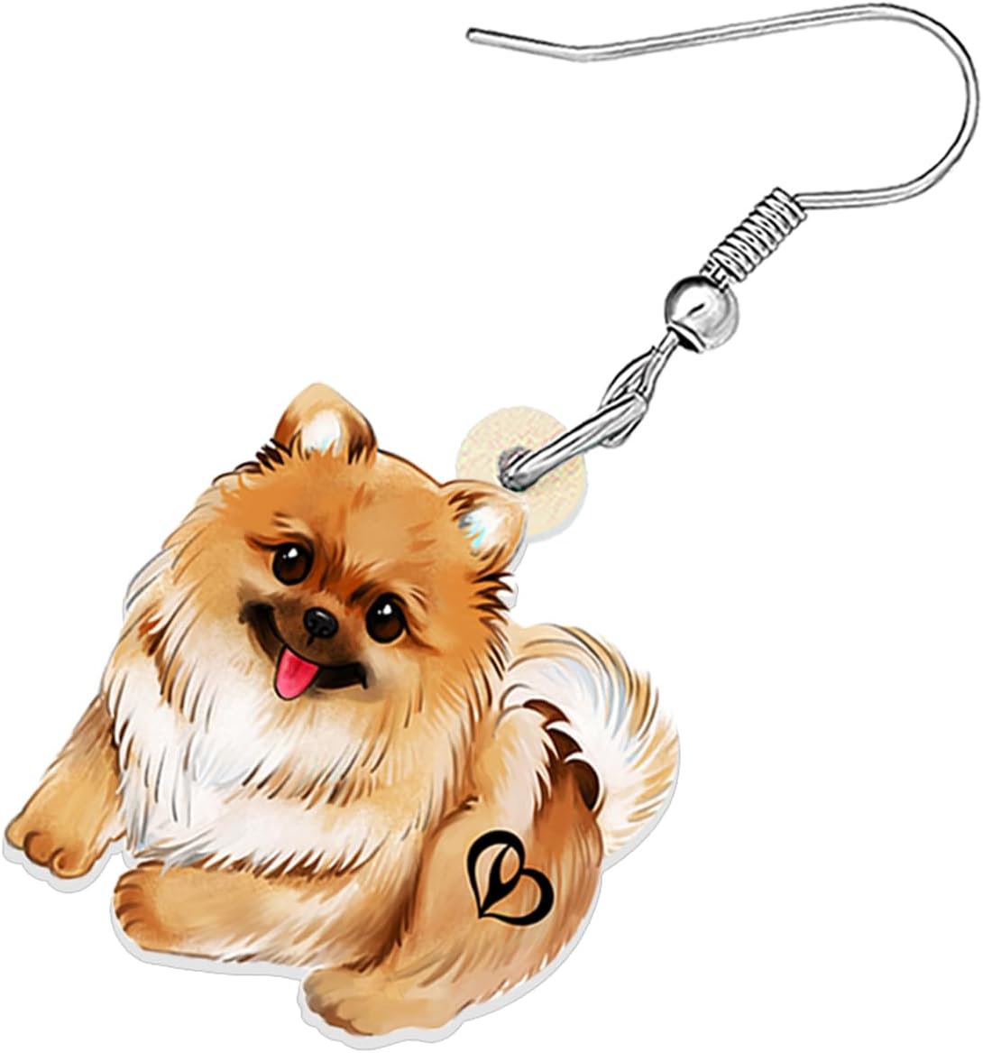 Acrylic Pomeranian Dangle Earrings Cute Dog Charms Novelty Pets Puppy Gifts for Women Jewelry Accessories image 4