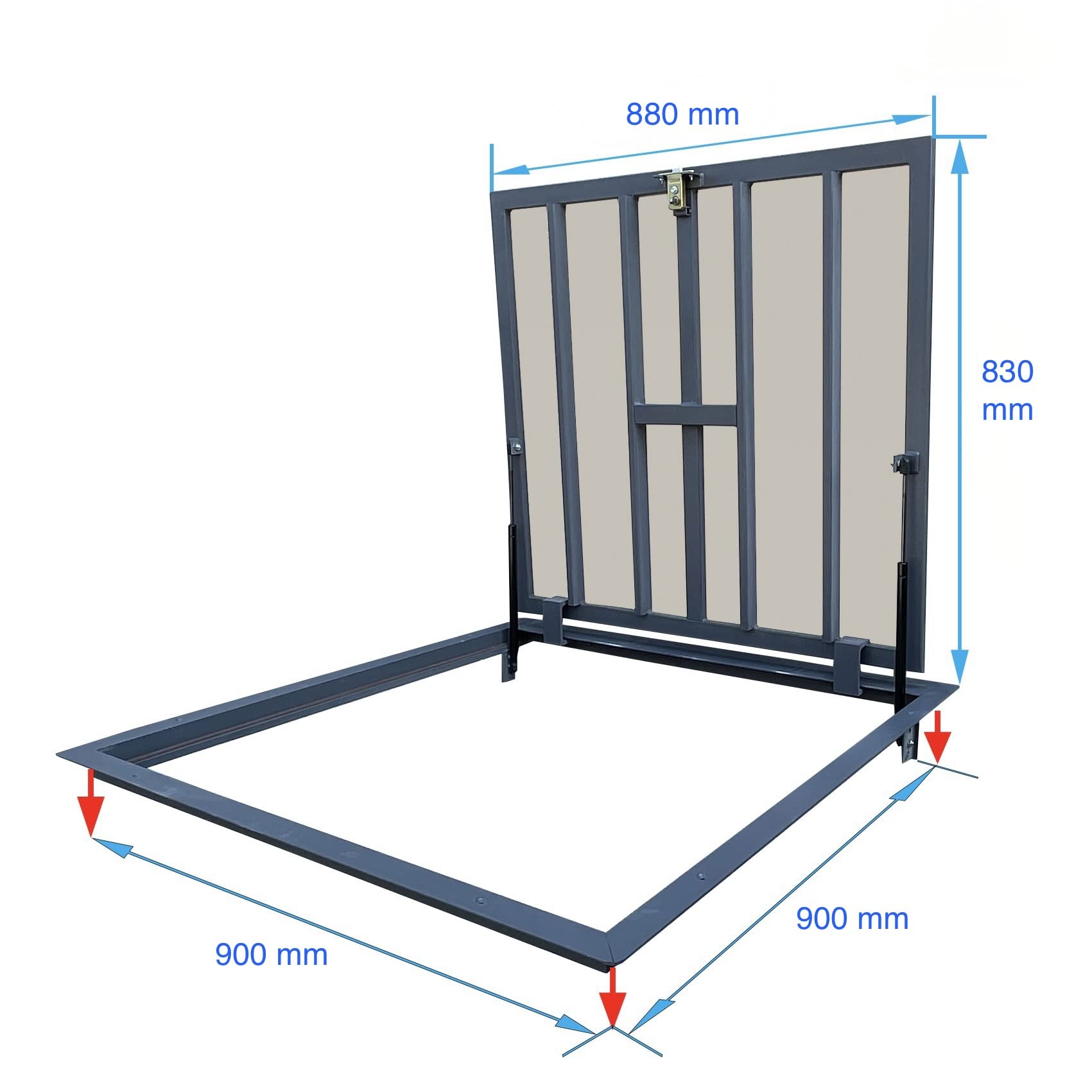 Trampilla Para el Suelo - 900 mm x 900 mm - Trampilla de Suelo - Tapa de Pozo - Pozo de Inspección - Las Juntas Especiales Protegen Contra la Humedad y Los Olores Extraños